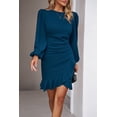 thumbnail image 1 of Devine Ruched Ruffled Balloon Sleeve Mini Dress, 1 of 1