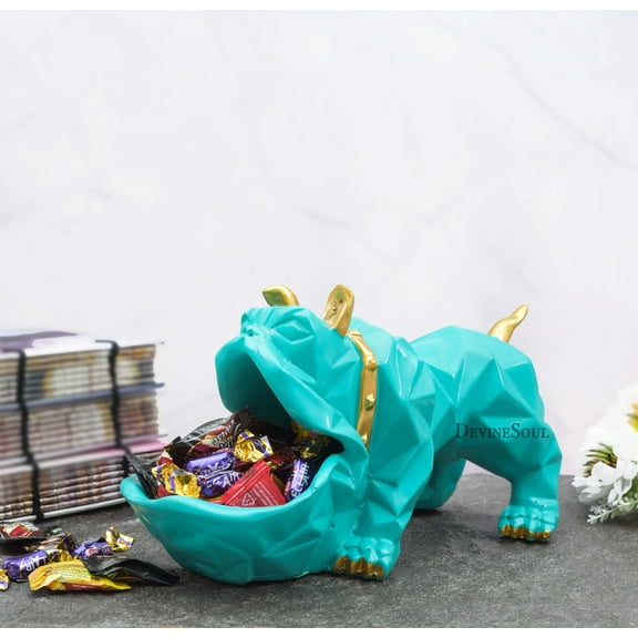 DevineSoul Hand Painted Bulldog Storage Holder/Desk Organiser/Candy Jar for Home and Office Decoration and Gifting