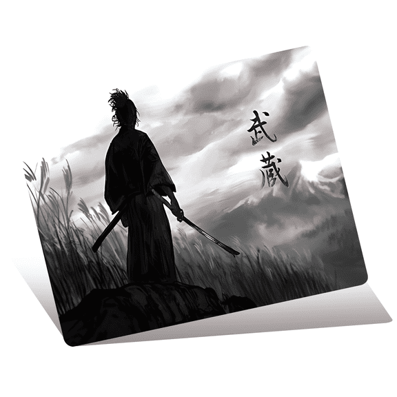 Devineresse Glass Mousepad for Gaming, Japanese Samurai Hard Mouse Pad, Ultra-Smooth Surface for Enhanced Speed&Control, Durable&Easy to Clean, Includes Anti-Wear&Cleaning Accessories, 35cm*26cm
