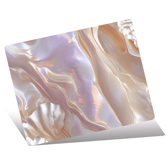 Devineresse Glass Mousepad for Gaming, Pearlescent White Hard Mouse Pad, Ultra-Smooth Surface for Enhanced Speed&Control, Durable&Easy to Clean, Includes Anti-Wear&Cleaning Accessories, 35cm*26cm