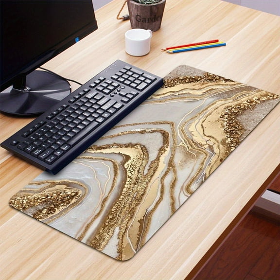Devineresse Mouse Pad, Rose Gold Marble Pattern Mouse Mat Large E-Sports Mousepad Office Desk Pad Non-Slip Rubber Base Stitched Edges Gift For Women