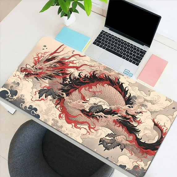 Devineresse Mouse pad, Creative Dragon Pattern Desk Mat Large Non-Slip E-sport & Office Mouse Mat With Durable Stitched Edges Gift
