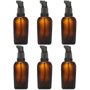 Devinez Multipurpose Amber Color Square Glass Bottle, 50 ml with Black Lotion Pump & Cap (Pack of 6), for Beauty, Essential Oils, Blends, Skin Care, T