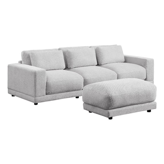 Devion Furniture 4-Piece Upholstered Velvet & Fabric Modular Sofa in Beige
