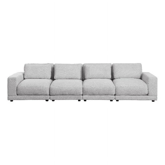 Devion Furniture 4-Piece Upholstered Velvet & Fabric Modular Sofa in Beige