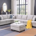 thumbnail image 1 of Devion Furniture 8-Piece Upholstered Fabric Sectional with Ottoman in Light Gray, 1 of 4