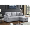 thumbnail image 1 of Devion Furniture 83" Wide Reversible Fabric Sleeper Sofa Bed & Storage Chaise-Color:Light Gray, 1 of 6