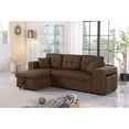 thumbnail image 1 of Devion Furniture 95" Wide Reversible Fabric Sofa Bed & Chaise&Ottoman and designed arm-Color:Brown, 1 of 6