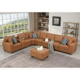 thumbnail image 1 of Devion Furniture Artificial Leather Modular Sectional With Ottoman And Cupholder Console - Beige, 1 of 2