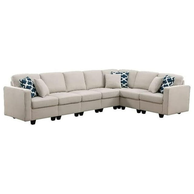 Devion Furniture Fabric Linen Reversible Modular Modern Style Sectional