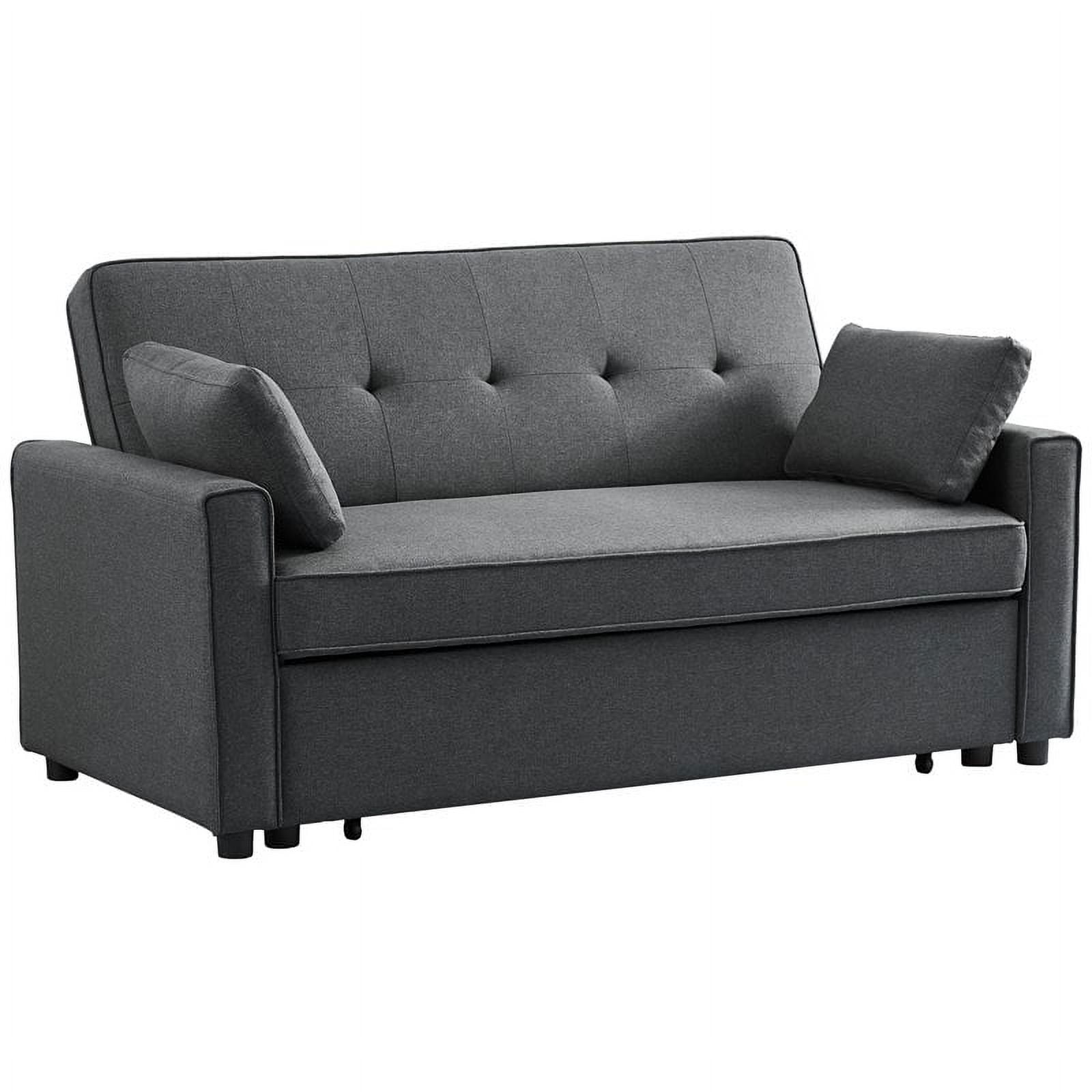 Devion Furniture Fabric Loveseat Pull out Sofa Bed in Gray