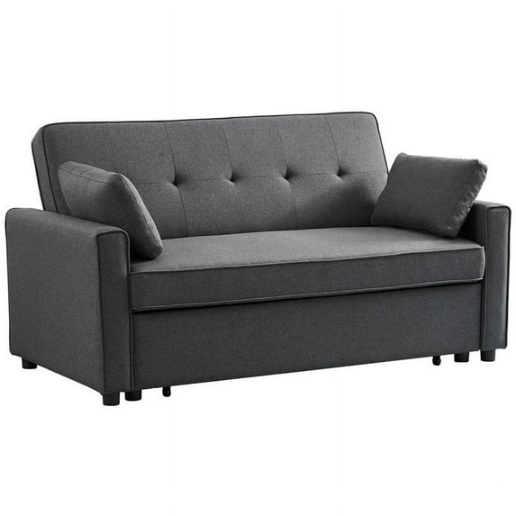 Devion Furniture Fabric Loveseat Pull out Sofa Bed in Gray