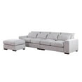 thumbnail image 1 of Devion Furniture Linen Reversible Sectional Sofa with Ottoman and Pillows, Light Gray, 1 of 9