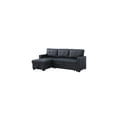 thumbnail image 1 of Devion Furniture Polyester Fabric Reversible Sleeper Sectional Sofa-Color:Black, 1 of 6