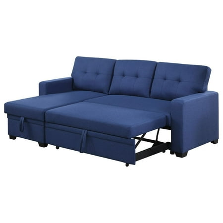 Devion Furniture Polyester Fabric Reversible Sleeper Sectional Sofa-Color:Blue