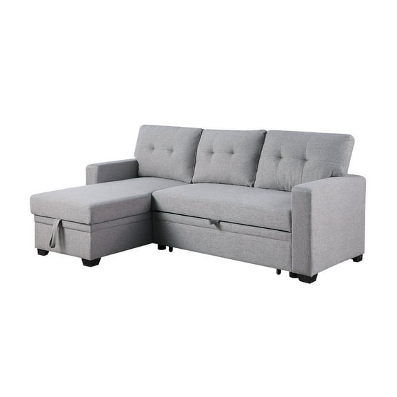 Devion Furniture Polyester Fabric Reversible Sleeper Sectional Sofa - Light Gray