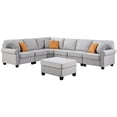 thumbnail image 1 of Devion Furniture Polyester Fabric U-Shaped Sectional Sofa in Light Gray, 1 of 7