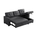 thumbnail image 1 of Devion Furniture Polyester Reversible Sleeper Sectional Sofa, Dark Gray, 1 of 6