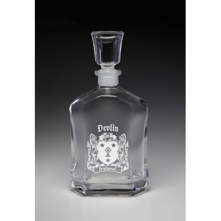 Devlin Irish Coat of Arms Whiskey Decanter (Sand Etched)