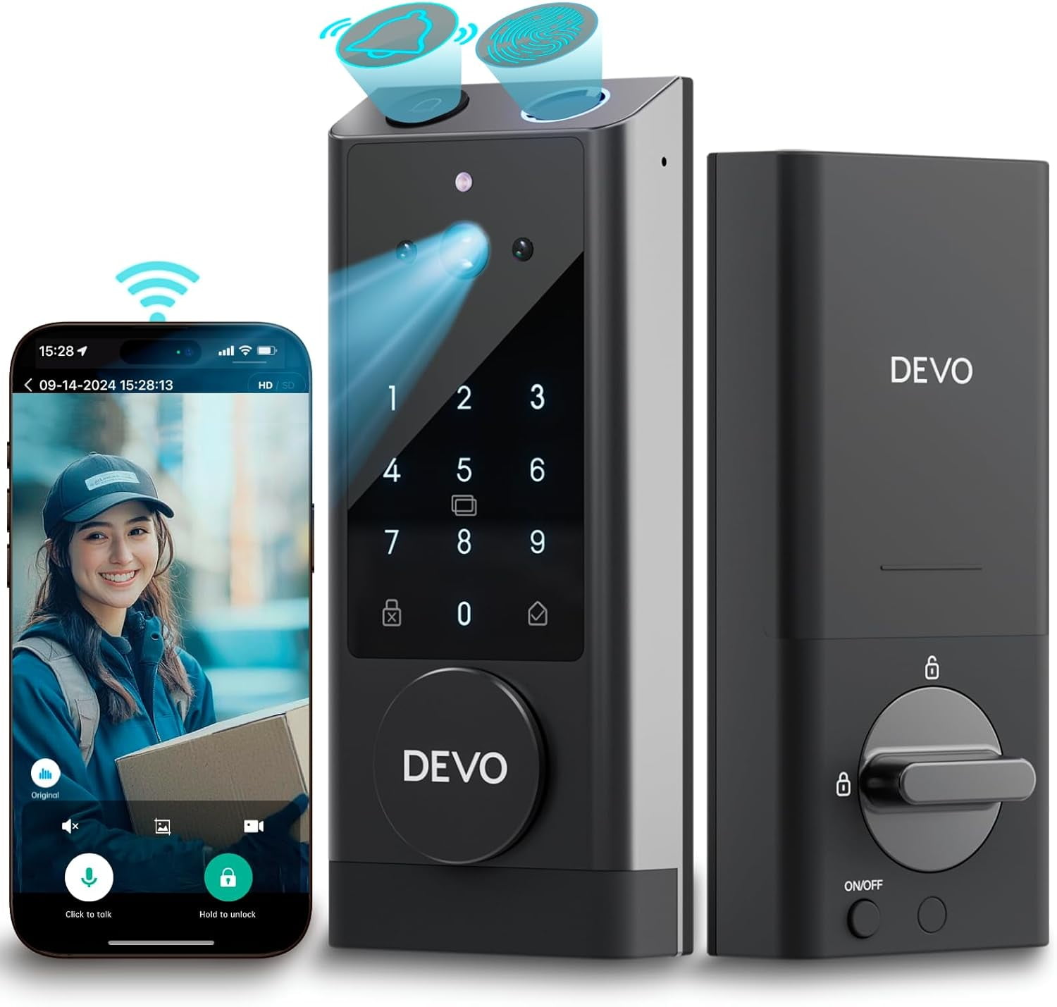 Devo G1 Video Smart Lock with Camera&Doorbell,6-in-1 Keyless Entry Door ...