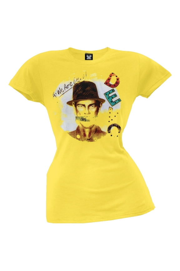 Women's Juniors We Are Devo Yellow Short Sleeve T Shirt