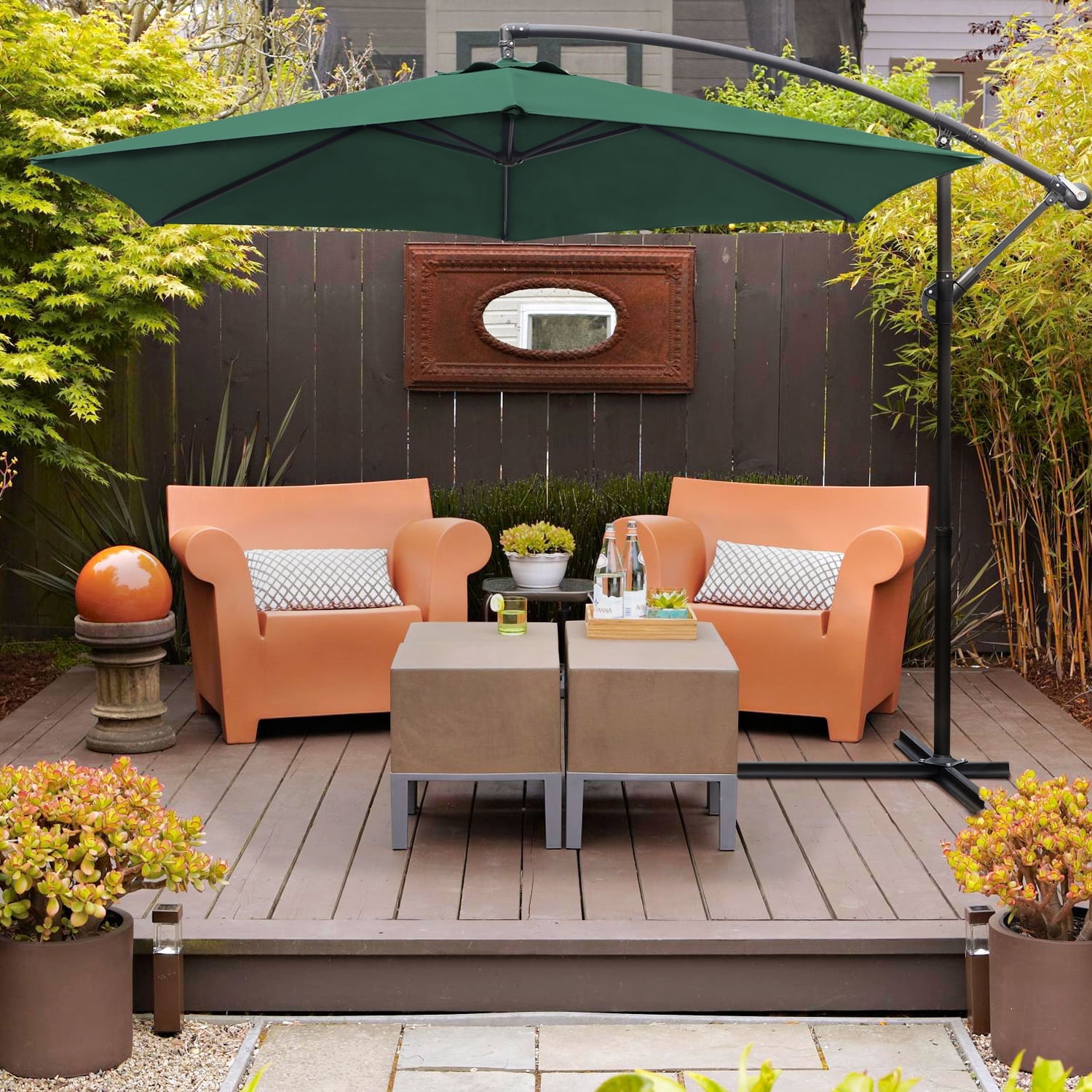 Devoko 10 Ft Patio Offset Cantilever Umbrella Outdoor Market Hanging