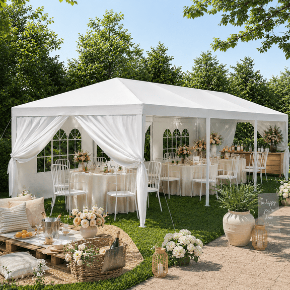 Devoko 10' x 30' Outdoor Gazebo Wedding Party Tent Patio Canopy Camping Shelter Pavilion w/Removable Sidewalls Carport Cater BBQ Events