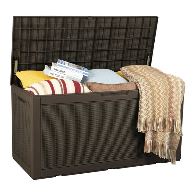 Devoko 100 Gallon Outdoor Box Deck Plastic Resin Storage Box, Dark