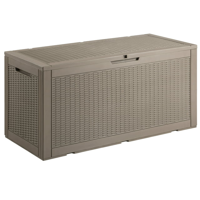 Devoko 100 Gallon Outdoor Patio Box Deck Plastic Resin Lockable Storage Box, Brown