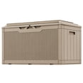 thumbnail image 1 of Devoko 105 Gallon Resin Deck Box Outdoor Lockable Storage Bench with Cushions Waterproof Storage Box,Brown, 1 of 7