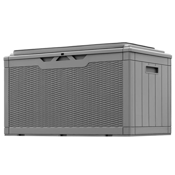 Devoko 105 Gallon Resin Deck Box Outdoor Lockable Storage Bench with Cushions Waterproof Storage Box,Gray