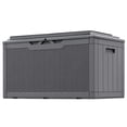 thumbnail image 1 of Devoko 105 Gallon Resin Deck Box Outdoor Lockable Storage Bench with Cushions Waterproof Storage Box,Gray, 1 of 6