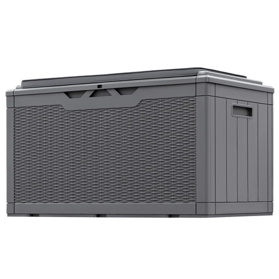 Devoko 105 Gallon Resin Deck Box Outdoor Lockable Storage Bench with Cushions Waterproof Storage Box,Gray