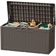 thumbnail image 1 of Devoko 105 Gallon Resin Deck Box Outdoor Waterproof Storage Box with Air Rod Outdoor Lockable Storage Bench,Dark Brown, 1 of 7