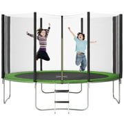 Devoko 12 ft Trampoline with Safe Enclosure Net Patio Fitness Jumping Trampoline for Backyard, Green