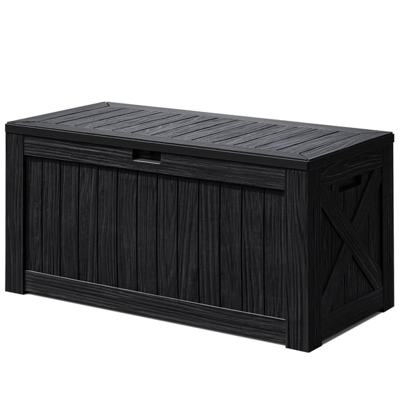 Vineego 120 Gallon Outdoor Patio Box Deck Plastic Resin Storage Box Backyard, Black