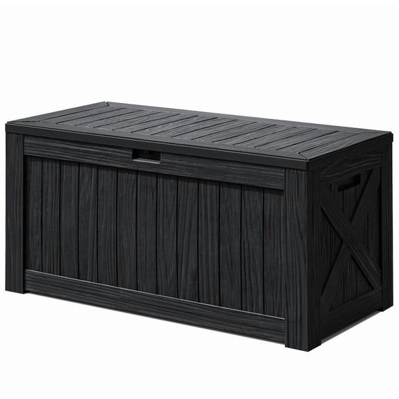 Devoko 122 Gallon Outdoor Patio Box Deck Plastic Resin Storage Box Backyard, Black