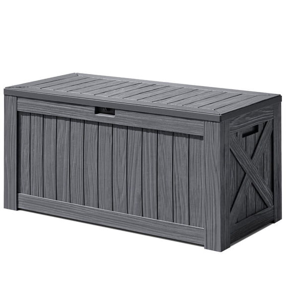 Devoko 122 Gallon Outdoor Patio Box Deck Plastic Resin Storage Box Backyard, Dark Grey