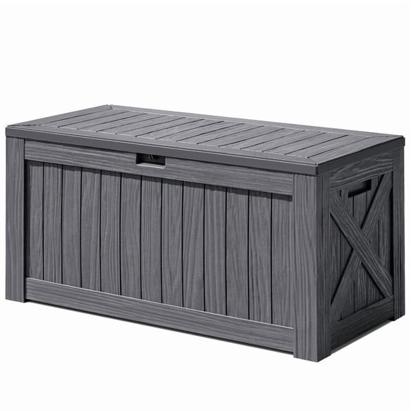 Devoko 122 Gallon Outdoor Patio Box Deck Plastic Resin Storage Box Backyard, Dark Grey