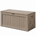 thumbnail image 1 of Devoko 122 Gallon Outdoor Patio Box Deck Plastic Resin Storage Box Backyard, Light Brown, 1 of 7