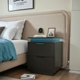 Devoko LED Light Nightstand with 2 Drawer End Side Table for Bedroom