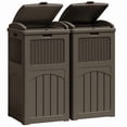 thumbnail image 1 of Devoko 2 PCS Outdoor All-Weather use Trashbin with Lid, Patio Resin Hideaway Trash Can with Waterproof for Backyard, 1 of 7