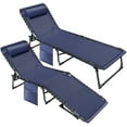 thumbnail image 1 of Devoko 2 Pieces Foldable Lounge Chaise 12 inch High 5-Position Adjustable Patio Lounge Chair Beach Pool Chaise,Blue, 1 of 7