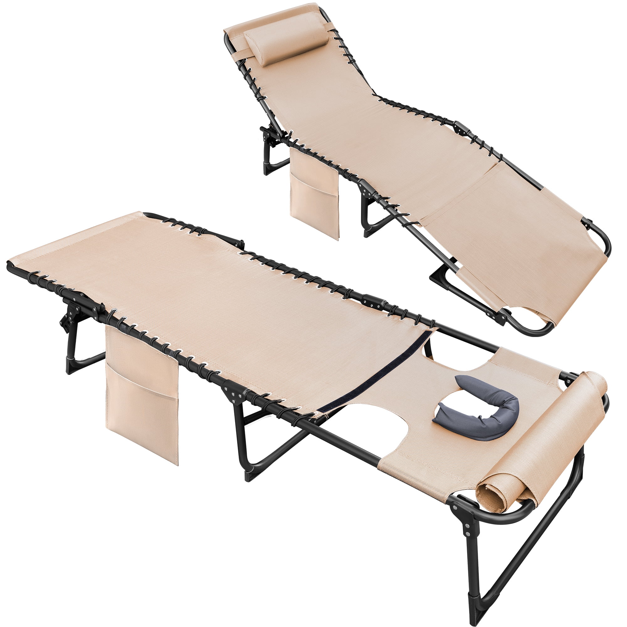 Devoko 2 Pieces Foldable with Sauna, Lounge Coffee Chair 12 Inch High 5