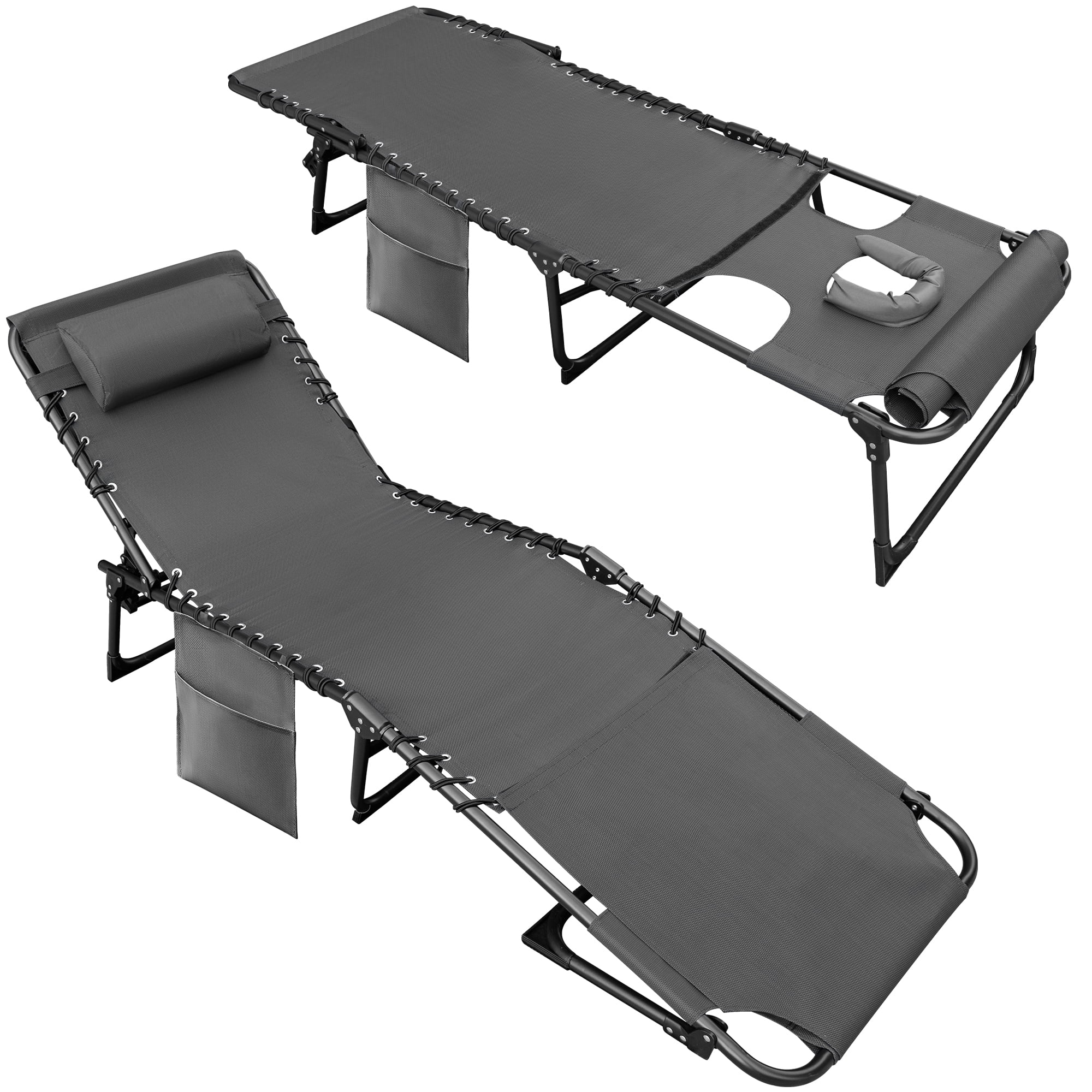 Devoko 2Piece Adjustable Patio Lounge Chair Set, Tencel Material