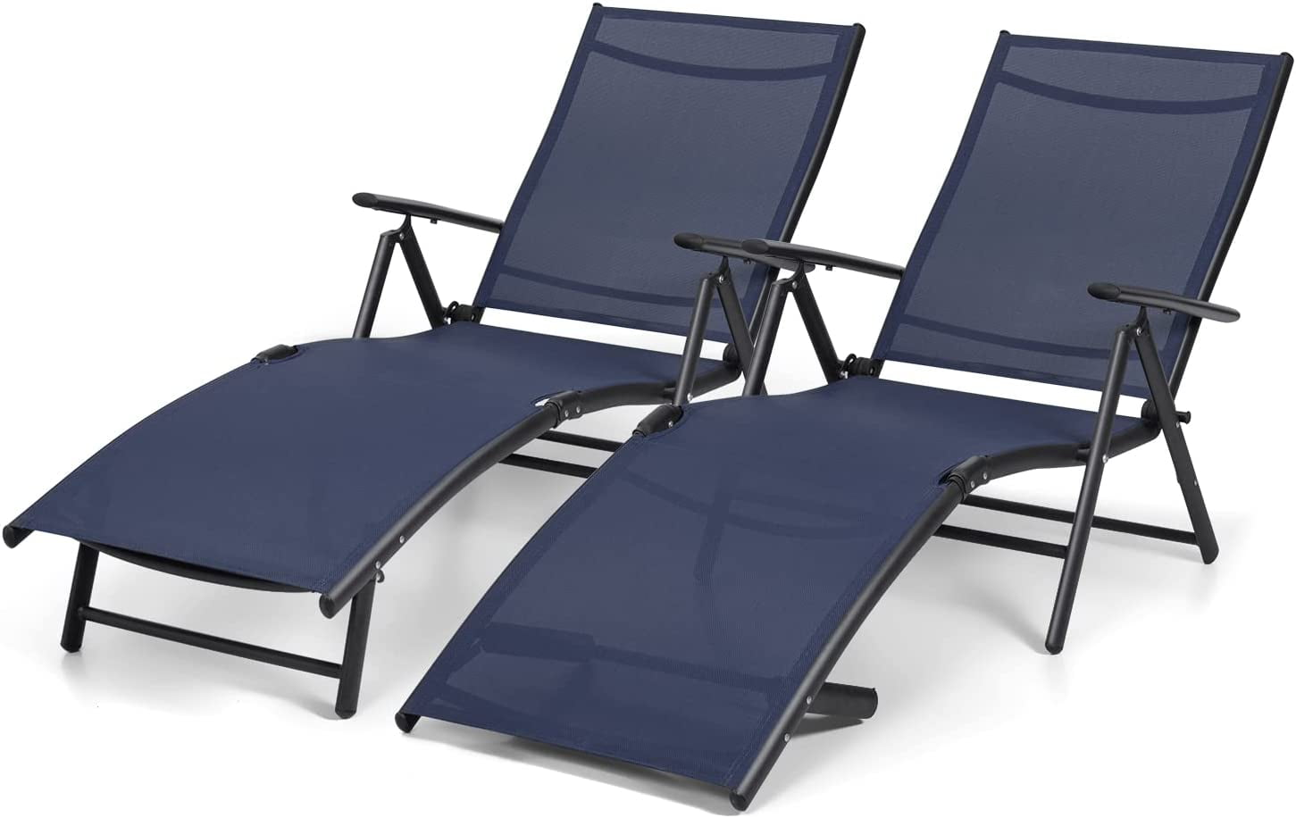 Devoko 2 Pieces Patio Outdoor Adjustable Folding Chaise Lounge Chair