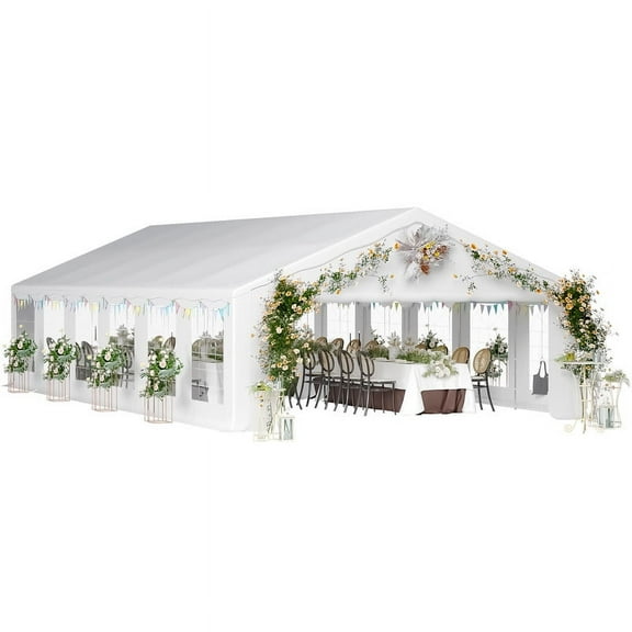Devoko 20' x 40' Outdoor Wedding Party Tent Heavy Duty Gazebo with Removable Sidewalls for Parties BBQ, White
