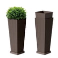 thumbnail image 1 of Vineego 24" Tall Planters for Outdoor Plants Set of 2, Woven-Textured Outdoor Plant Pots with Trays for Patio, Front Porch, 1 of 7