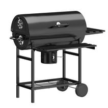 Devoko 29” Barrel Outdoor Charcoal Grill with Side Shelf and Wheels, Black