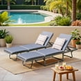 thumbnail image 1 of Devoko 2PCS Patio Folding Rattan Chaise Lounge Chair with Adjustable Back, Outdoor Cushioned Recliner for Garden&Backyard, Gray, 1 of 7